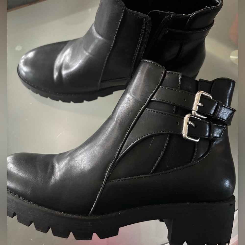 Black Ankle Boots with Buckle Detail
